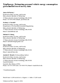 Cover page: TripEnergy: Estimating Personal Vehicle Energy Consumption Given Limited Travel Survey Data