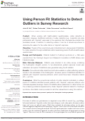 Cover page: Using Person Fit Statistics to Detect Outliers in Survey Research