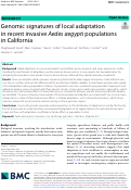 Cover page: Genomic signatures of local adaptation in recent invasive Aedes aegypti populations in California.
