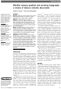 Cover page: Menthol sensory qualities and smoking topography: a review of tobacco industry documents