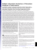 Cover page: Multiple independent introductions of Plasmodium falciparum in South America