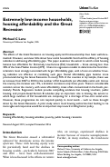 Cover page: Extremely low-income households, housing affordability and the Great Recession.