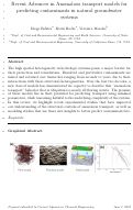 Cover page: Recent advances in anomalous transport models for predicting contaminants in natural groundwater systems