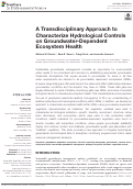 Cover page: A Transdisciplinary Approach to Characterize Hydrological Controls on Groundwater-Dependent Ecosystem Health