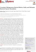 Cover page: Consistent Metagenome-Derived Metrics Verify and Delineate Bacterial Species Boundaries