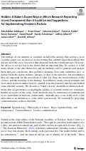 Cover page: Hidden: A Bakers Dozen Ways in Which Research Reporting is Less Transparent than it Could be and Suggestions for Implementing Einsteins Dictum.