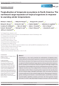 Cover page: Tropicalization of temperate ecosystems in North America: The northward range expansion of tropical organisms in response to warming winter temperatures