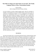 Cover page: “Our Kids are Going to Live their Future, Not our Past”: The Family Language Policies of Three Transnational Families