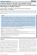 Cover page: A Murine Model of Variant Late Infantile Ceroid Lipofuscinosis Recapitulates Behavioral and Pathological Phenotypes of Human Disease