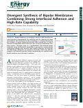 Cover page: Divergent Synthesis of Bipolar Membranes Combining Strong Interfacial Adhesion and High-Rate Capability