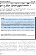 Cover page: Increased Lysis of Stem Cells but Not Their Differentiated Cells by Natural Killer Cells; De-Differentiation or Reprogramming Activates NK Cells
