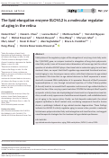 Cover page: The lipid elongation enzyme ELOVL2 is a molecular regulator of aging in the retina