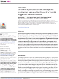 Cover page: On the interpretation of the atmospheric mechanism transporting the environmental trigger of Kawasaki Disease