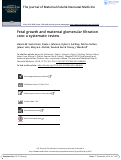 Cover page: Fetal growth and maternal glomerular filtration rate: A systematic review