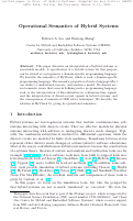 Cover page: Operational semantics of hybrid systems