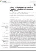 Cover page: Survey on Antimicrobial Drug Use Practices in California Preweaned Dairy Calves.