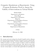 Cover page: Computer Simulations as Experiments: Using Program Evaluation Tools to Assess the Validity of Interventions in Virtual Worlds