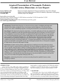 Cover page: Atypical Presentation of Traumatic Pediatric  Carotid Artery Dissection: A Case Report