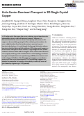 Cover page: Hole‐Carrier‐Dominant Transport in 2D Single‐Crystal Copper