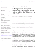 Cover page: Clinical and biological heterogeneity of multisystem inflammatory syndrome in adults following SARS-CoV-2 infection: a case series