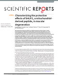 Cover page: Characterizing the protective effects of SHLP2, a mitochondrial-derived peptide, in macular degeneration