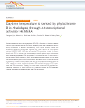 Cover page: Daytime temperature is sensed by phytochrome B in Arabidopsis through a transcriptional activator HEMERA