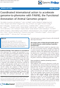 Cover page: Coordinated international action to accelerate genome-to-phenome with FAANG, the Functional Annotation of Animal Genomes project