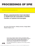 Cover page: Binary pseudorandom test standard to determine the modulation transfer function of optical microscopes