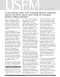 Cover page: On the taxonomic status of the intracellular bacterium Wolbachia pipientis: should this species name include the intracellular bacteria of filarial nematodes?