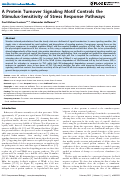 Cover page: A Protein Turnover Signaling Motif Controls the Stimulus-Sensitivity of Stress Response Pathways