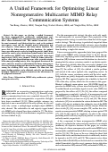 Cover page: A Unified Framework for Optimizing Linear Nonregenerative Multicarrier MIMO Relay Communication Systems 