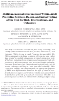 Cover page: Multidimensional Measurement Within Adult Protective Services: Design and Initial Testing of the Tool for Risk, Interventions, and Outcomes