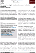 Cover page: The role of learning in threat imminence and defensive behaviors