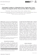 Cover page: Experiential Learning in a Biomedical Device Engineering Course: Proposal Development and Raw Research Data-Based Assignments