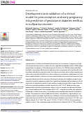 Cover page: Development and validation of a clinical model for preconception and early pregnancy risk prediction of gestational diabetes mellitus in nulliparous women