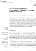 Cover page: Role of Palmitoylation of Postsynaptic Proteins in Promoting Synaptic Plasticity