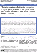 Cover page: Polarization multiplexed diffractive computing: all-optical implementation of a group of linear transformations through a polarization-encoded diffractive network