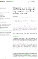 Cover page: Bilingualism as a risk factor for false reports of stuttering in the Early Childhood Longitudinal Study (ECLS-K:2011).