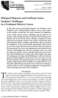 Cover page: Bilingual Hispanic and Southeast Asian Students’ Challenges in a Freshman History Course