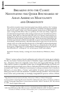 Cover page: Bui, Long T. 2014. “Breaking into the Closet: Negotiating the Queer Boundaries of Asian American Masculinity and Domesticity,” Culture, Society and Masculinities 6(2): 129-149.