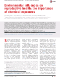 Cover page: Environmental influences on reproductive health: the importance of chemical exposures