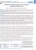 Cover page: Prediabetes in Pediatric Recipients of Liver Transplant: Mechanism and Risk Factors