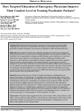 Cover page: Does Targeted Education of Emergency Physicians Improve Their Comfort Level in Treating Psychiatric Patients?