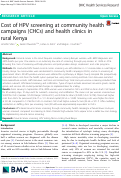 Cover page: Cost of HPV screening at community health campaigns (CHCs) and health clinics in rural Kenya