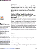 Cover page: Completion of isoniazid–rifapentine (3HP) for tuberculosis prevention among people living with HIV: Interim analysis of a hybrid type 3 effectiveness–implementation randomized trial