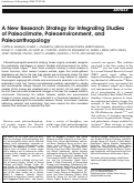 Cover page: A new research strategy for integrating studies of paleoclimate, paleoenvironment, and paleoanthropology