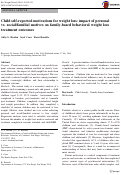 Cover page: Child self-reported motivations for weight loss: impact of personal vs. social/familial motives on family-based behavioral weight loss treatment outcomes