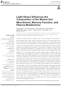 Cover page: Light-Stress Influences the Composition of the Murine Gut Microbiome, Memory Function, and Plasma Metabolome