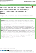 Cover page: Lesinurad, a novel, oral compound for gout, acts to decrease serum uric acid through inhibition of urate transporters in the kidney