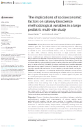 Cover page: The implications of socioeconomic factors on salivary bioscience methodological variables in a large pediatric multi-site study